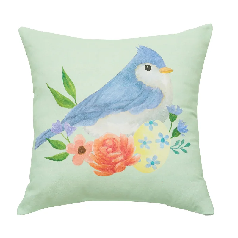 Down Alternative Pillows for Ethical ChoicesGreen Floral Bird Pillow