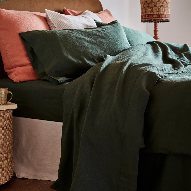Moisture - Wicking Cotton Sheets for a Dry and Comfortable SleepFern Green 100% Linen Flat Sheet
