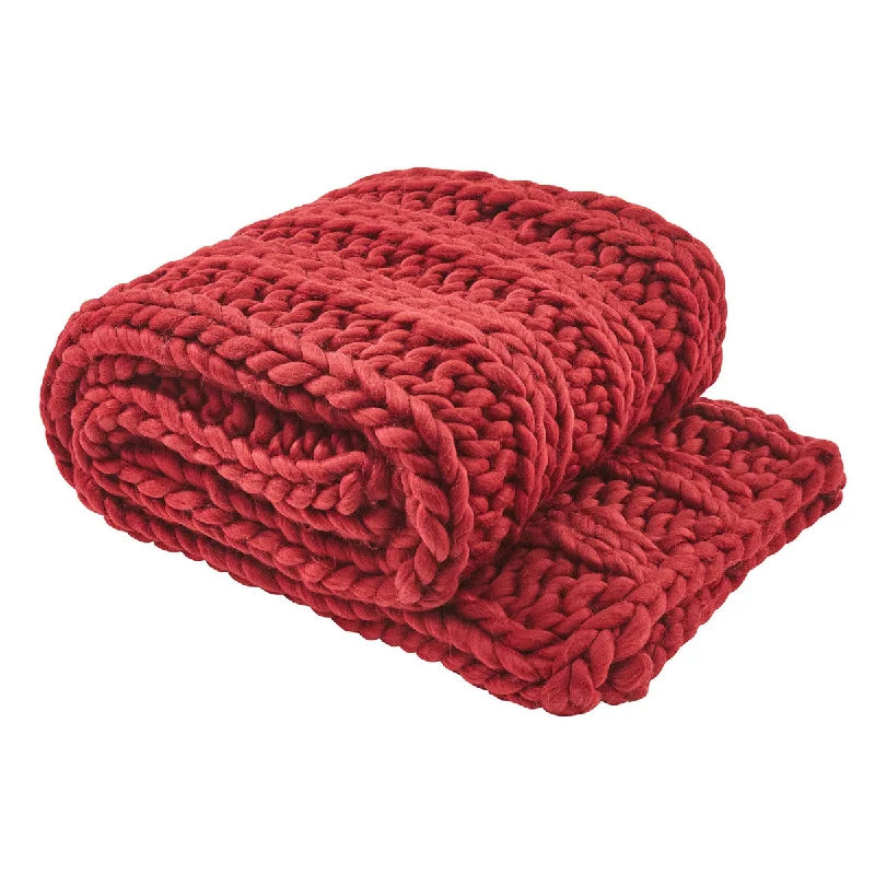 Queen - size down alternative comforter blankets​Chunky Ribbed Knit Throw - Garnet