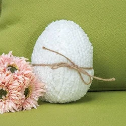 Bed skirts with a tie - back design for adjustabilityStuffed White Chenille Egg w/Jute Bow
