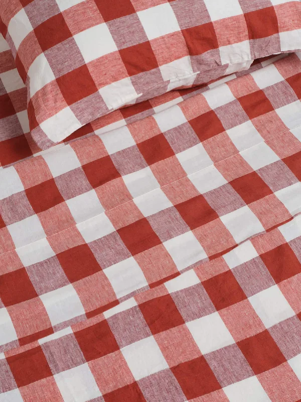 Flat Sheets with a High - Quality Finish for a Luxurious Look100% Linen Flat Sheet in Paprika