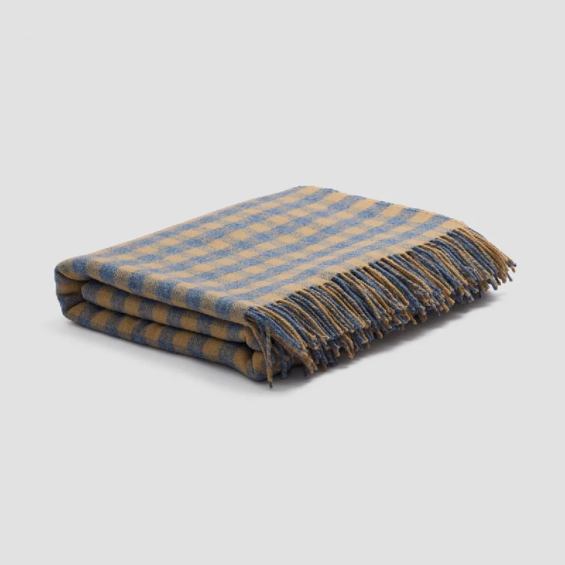 Therapeutic lavender - scented sleep blankets​Warm Blue Gingham Wool Blanket