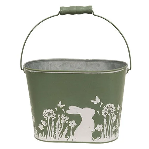 Bed skirts with a tropical print for a vacation - inspired feelBunny Embossed Green Oval Metal Bucket