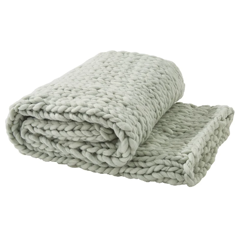 Oversized fleece throw blankets for couch​Chunky Knit Throw - Blue Mist