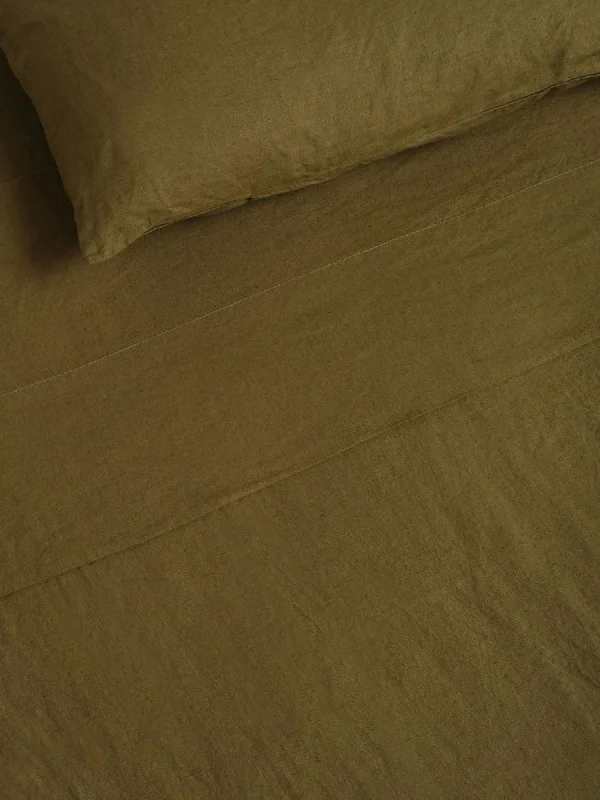 Anti - Pill Microfiber Sheets for a Smooth Appearance100% Linen Flat Sheet in Olive Anti - Pill Microfiber Sheets for a Smooth Appearance100% Linen Flat Sheet in Olive