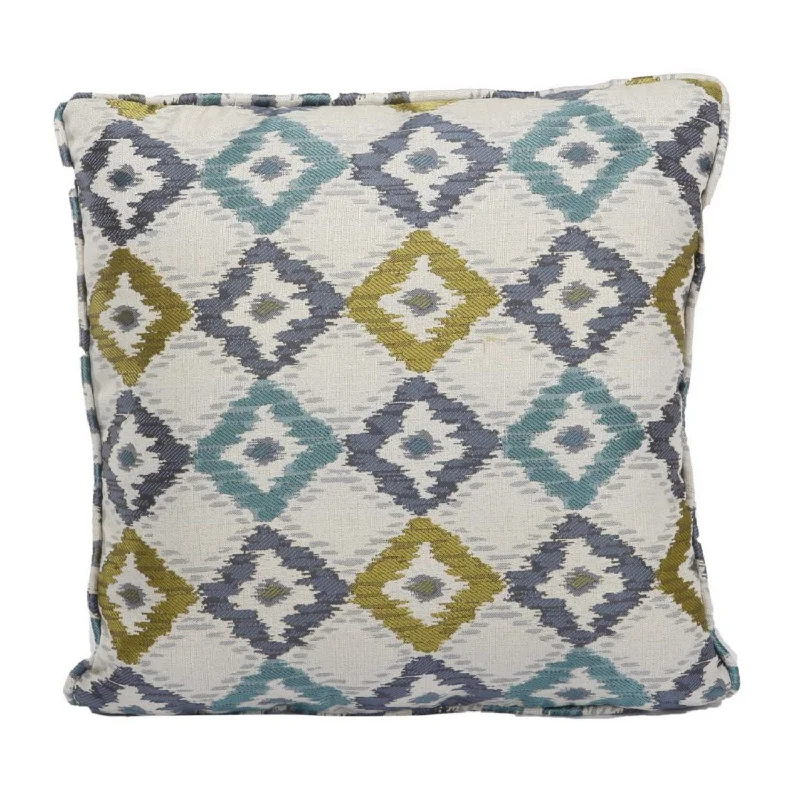 Bolster Pillows for Sofa DecorationBenzara Woven Design Fabric Accent Pillow in Diamond Pattern and Welting Details, Multicolor