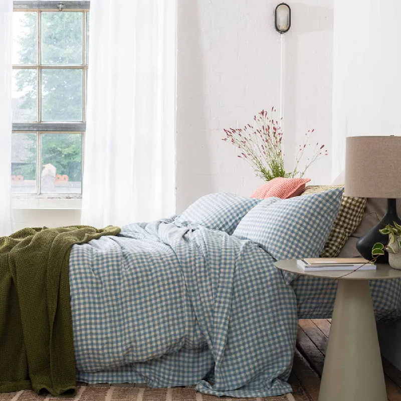 Anti - Pill Microfiber Sheets for a Smooth AppearanceWarm Blue Gingham 100% Linen Flat Sheet Anti - Pill Microfiber Sheets for a Smooth AppearanceWarm Blue Gingham 100% Linen Flat Sheet