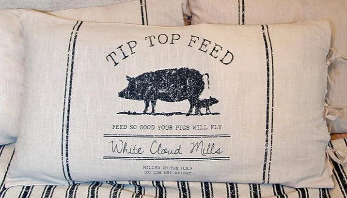 Square Pillows for Modern Home DecorTip Top Feed Farmhouse Stripe King Pillow Sham