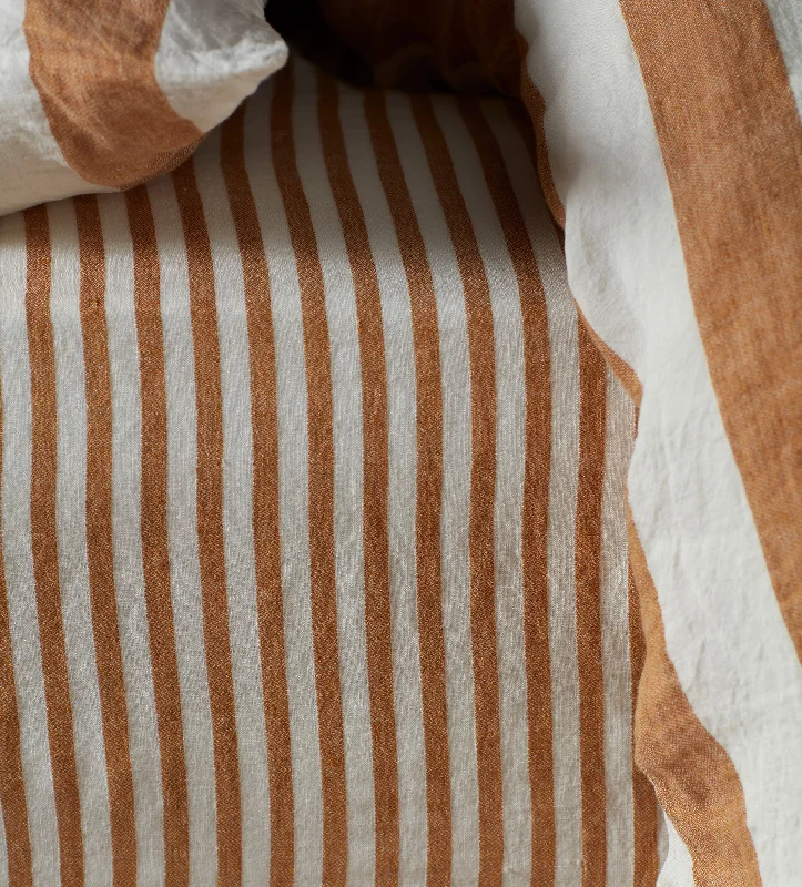 Fitted Sheets with Reinforced Corners for Long - Lasting UseAmber Cora Stripe 100% Linen Fitted Sheet