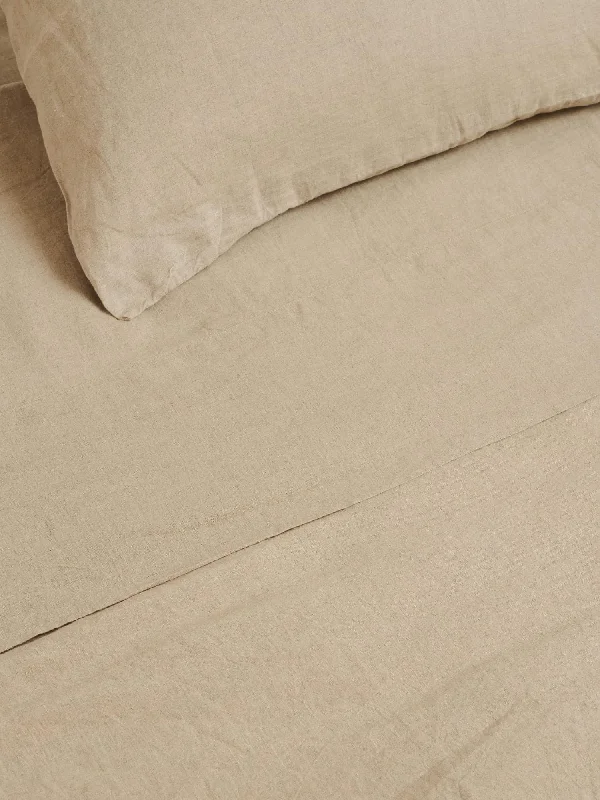 Rayon - Cotton Sheets for a Breathable and Soft Blend100% Linen Flat Sheet in Natural