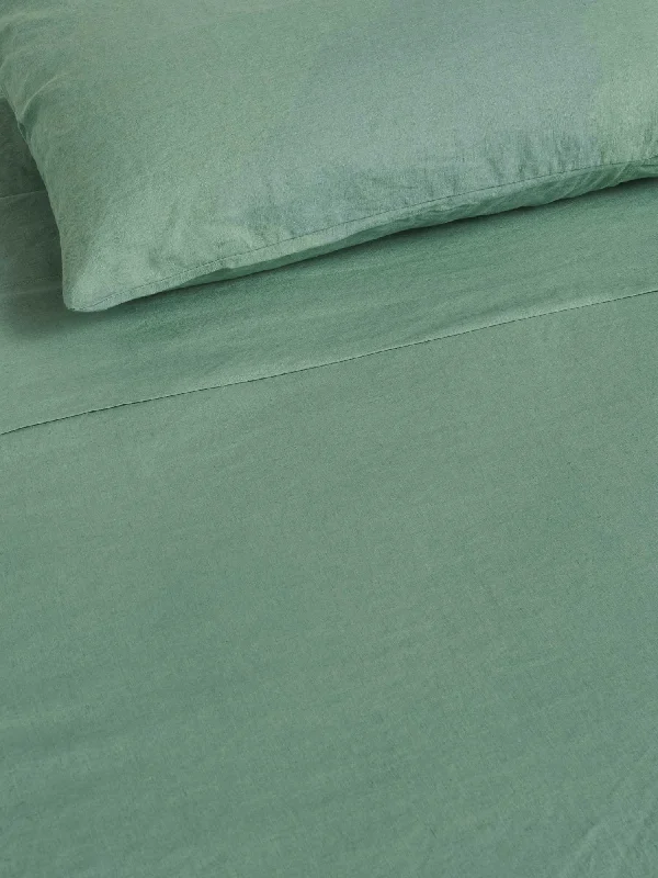 Rayon - Cotton Sheets for a Breathable and Soft Blend100% Linen Flat Sheet in Green Fig
