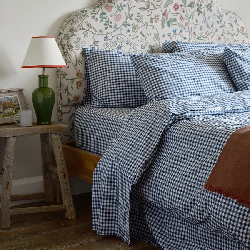 Anti - Pill Microfiber Sheets for a Smooth AppearanceIndigo Small Gingham Cotton Flat Sheet Anti - Pill Microfiber Sheets for a Smooth AppearanceIndigo Small Gingham Cotton Flat Sheet