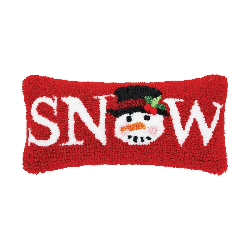 Cotton Pillows for Natural ComfortSnow Snowman Hooked Mini Pillow