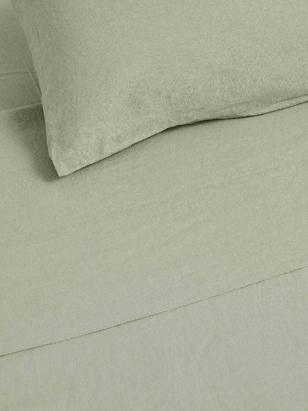 Hypoallergenic Silk Sheets for Sensitive Sleepers100% Linen Flat Sheet in Sage