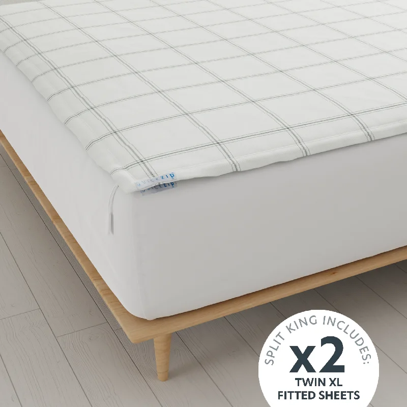 Thermal - Regulating Bamboo Sheets for All - Season ComfortTwilluxe Flannel Fitted Sheet (Base + Zip Sheet ) - Split King Thermal - Regulating Bamboo Sheets for All - Season ComfortTwilluxe Flannel Fitted Sheet (Base + Zip Sheet ) - Split King