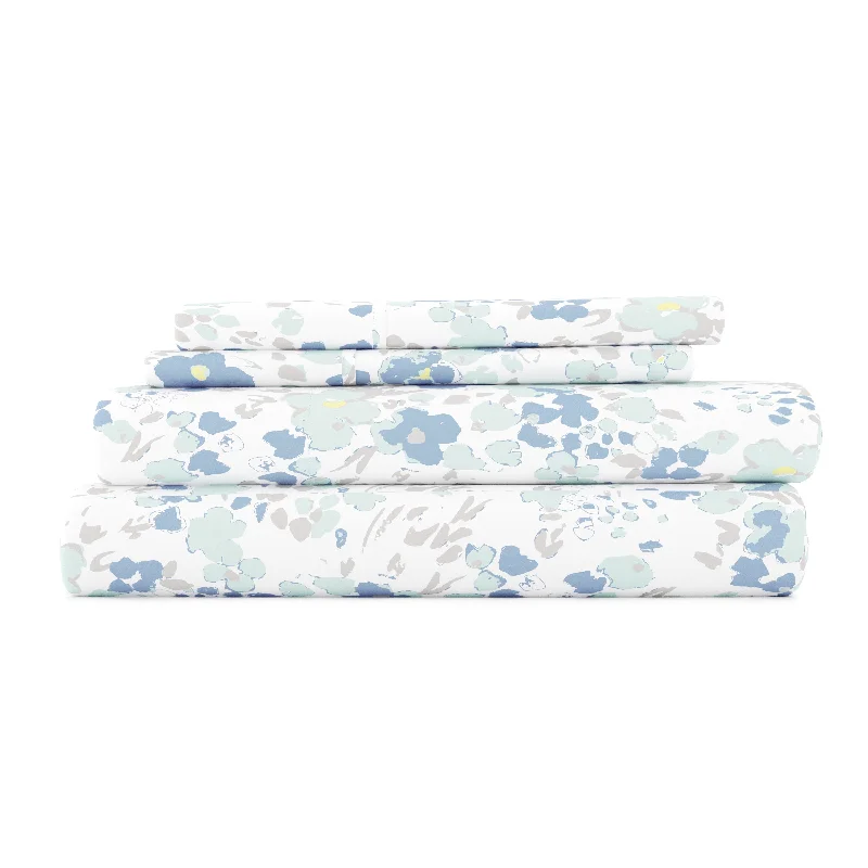 Rayon - Cotton Sheets for a Breathable and Soft BlendViolets Pattern 4-Piece Sheet Set