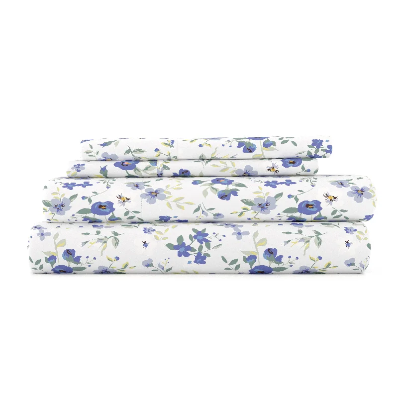 King - Size Sheet Sets with a Decorative Pillow SetBlossoms Pattern 4-Piece Sheet Set