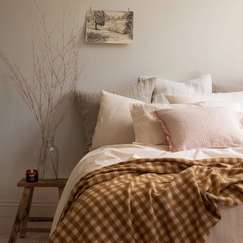Toddler - sized character - printed security blankets​Ochre Gingham Wool Blanket