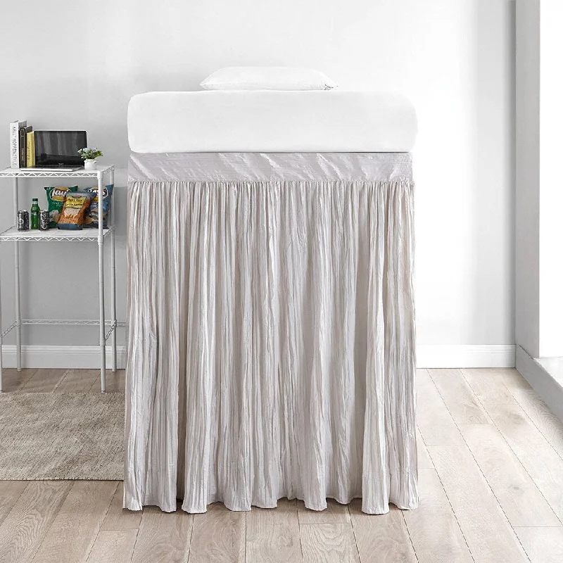 Twin - size bed skirts for a single bedCrinkle Extended Bed Skirt Twin XL (3 Panel Set) - Jet Stream