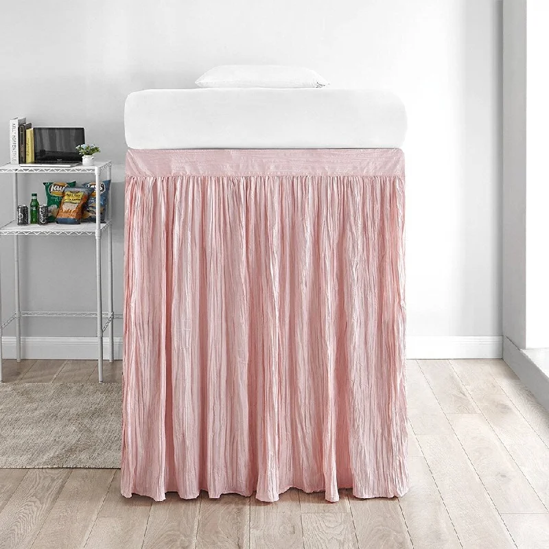 Bed skirts with a shabby - chic styleCrinkle Extended Bed Skirt Twin XL (3 Panel Set) - Rose Quartz