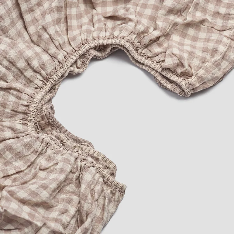 Polyester - Cotton Blend Sheets for Durability and ComfortMushroom Gingham Linen Blend Fitted Sheet Polyester - Cotton Blend Sheets for Durability and ComfortMushroom Gingham Linen Blend Fitted Sheet