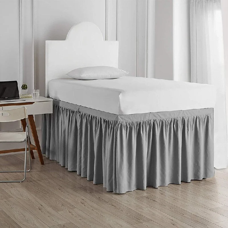 Bed skirts with a tie - back design for adjustabilityTwin XL 30-inch Drop 3 Panel Bed Skirt Bed skirts with a tie - back design for adjustabilityTwin XL 30-inch Drop 3 Panel Bed Skirt