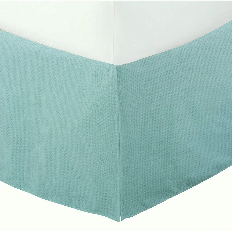 Bed skirts with a contemporary styleTeal Turquoise Honeycomb Pattern Cotton Jacquard Pleated Bed Skirt Tailored Dust Ruffle w/ Split Corners 16" Drop Bed skirts with a contemporary styleTeal Turquoise Honeycomb Pattern Cotton Jacquard Pleated Bed Skirt Tailored Dust Ruffle w/ Split Corners 16" Drop