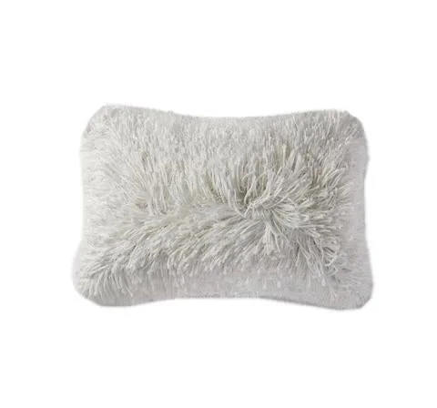 Plush Pillows for a Cozy BedShimmer Shag Lumbar Pillow - White