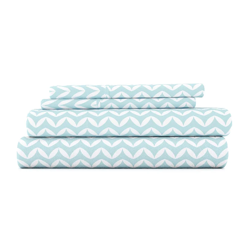 King - Size Sheet Sets with a Decorative Pillow SetPuffed Chevron Pattern 4-Piece Sheet Set