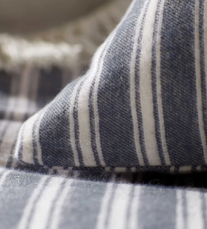 Linen - Cotton Blend Sheets for a Natural and Versatile OptionFrench Blue Fred Stripe Brushed 100% Organic Cotton Fitted Sheet