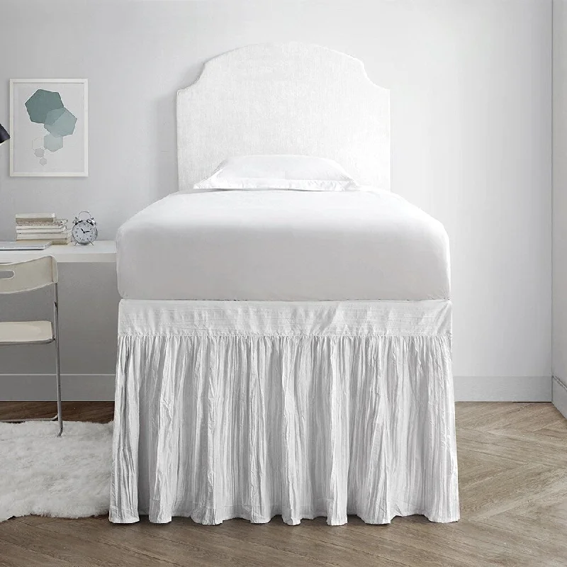 Cotton bed skirts for a soft and breathable lookCrinkle Bed Skirt Twin XL (3 Panel Set) - White Cotton bed skirts for a soft and breathable lookCrinkle Bed Skirt Twin XL (3 Panel Set) - White