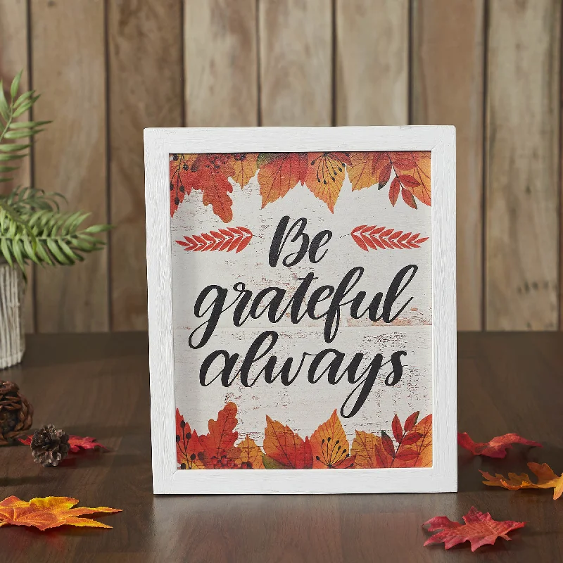 Bed skirts with a plaid pattern for a traditional styleBe Grateful Always Fall Leaves Wall Sign 12x10