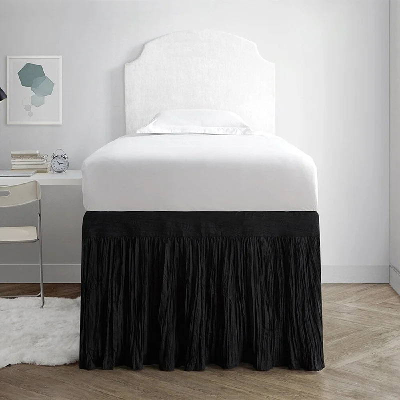Linen bed skirts for a natural and rustic feelCrinkle Bed Skirt Twin XL (3 Panel Set) - Black Linen bed skirts for a natural and rustic feelCrinkle Bed Skirt Twin XL (3 Panel Set) - Black