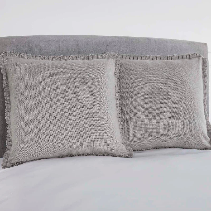 Decorative Pillows for Living Room MakeoverBurlap Dove Grey Fabric Euro Sham w/ Fringed Ruffle 26x26 VHC Brands Decorative Pillows for Living Room MakeoverBurlap Dove Grey Fabric Euro Sham w/ Fringed Ruffle 26x26 VHC Brands