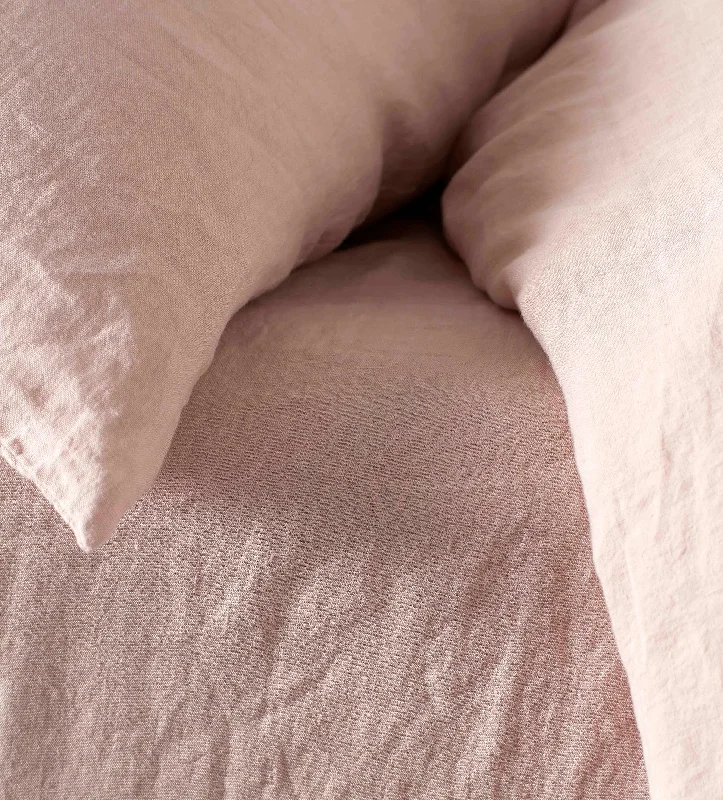 Linen - Cotton Blend Sheets for a Natural and Versatile OptionBlush Pink 100% Linen Fitted Sheet