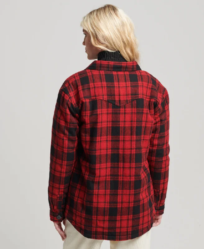 Borg Flannel Check Overshirt | Red Check