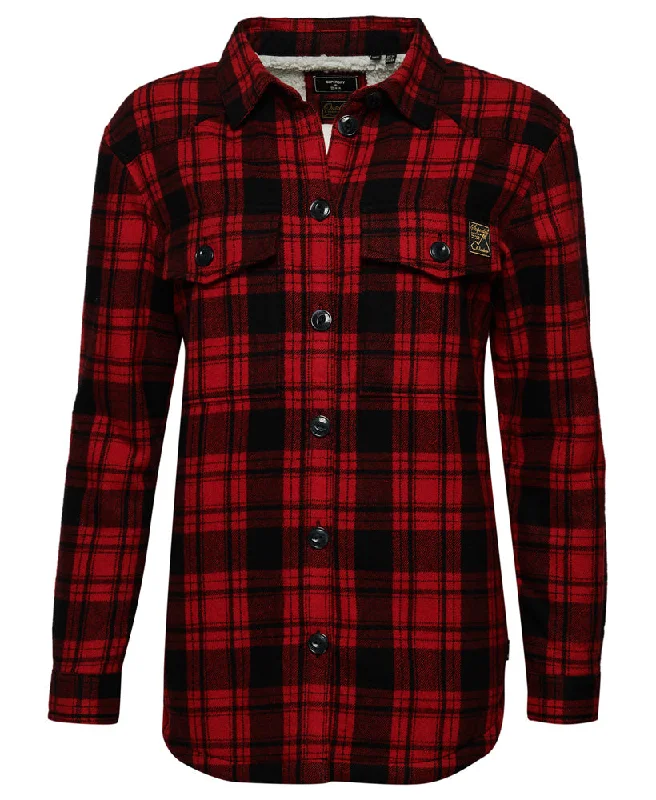 Borg Flannel Check Overshirt | Red Check