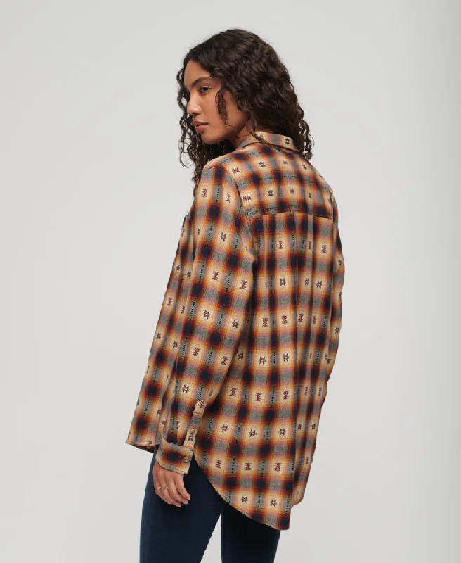 Check Oversized Shirt | Jacquard Brown Check