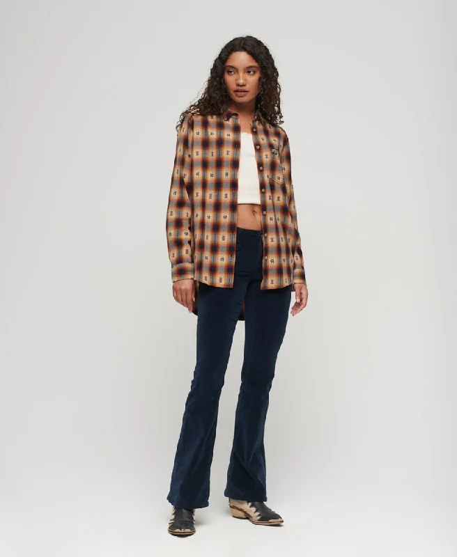 Check Oversized Shirt | Jacquard Brown Check