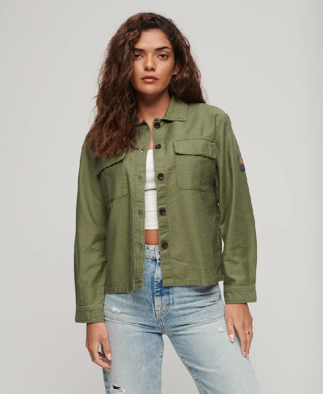 Embellished Military Overshirt | Drab Olive Green