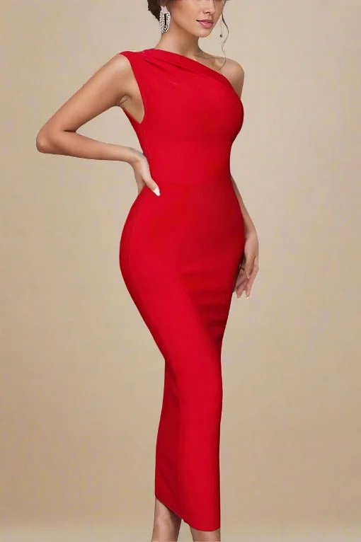 Ally Bodycon Midi Dress - Lipstick Red