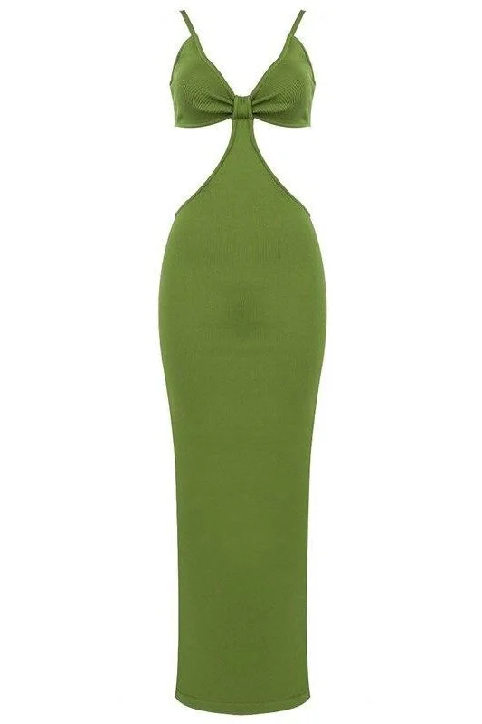 Aria Bodycon Day Maxi Dress - Emerald Green