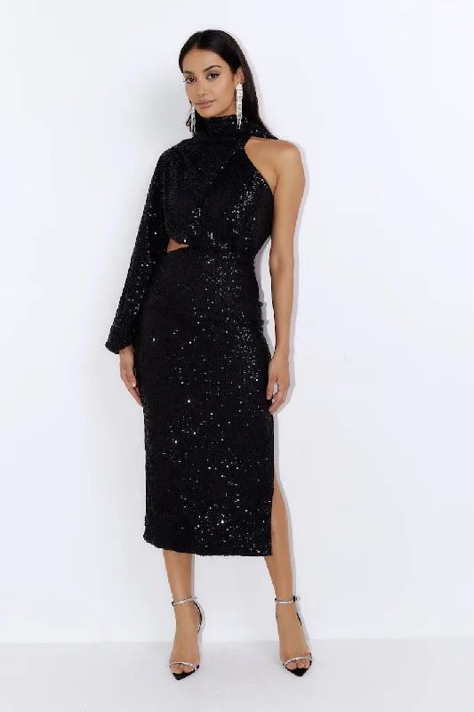 Bring The Class Sequin Maxi Dress Black