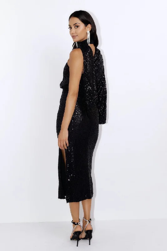 Bring The Class Sequin Maxi Dress Black