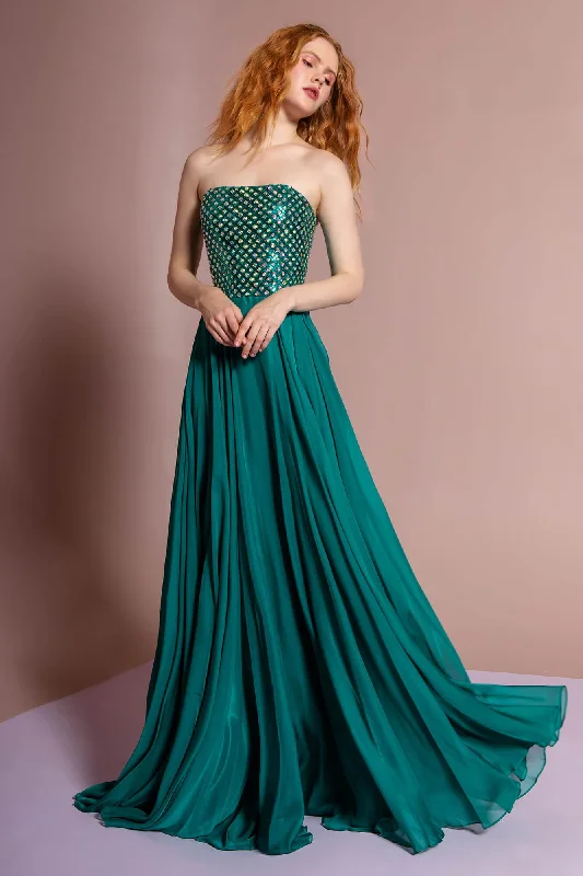 Prom Long Strapless Chiffon Sweetheart Formal Gown