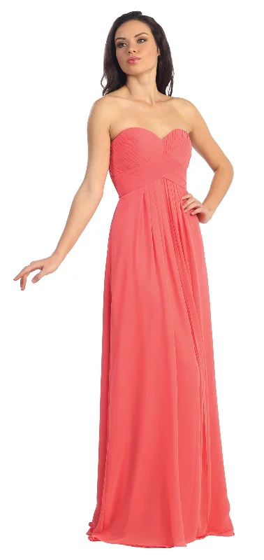 Strapless Bridesmaid Long Formal Dress