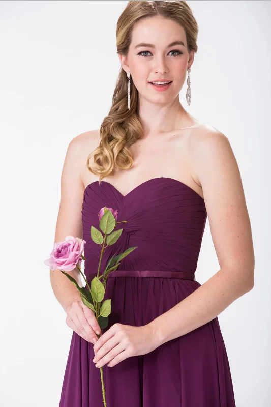 Long Bridesmaid Sweetheart Chiffon Formal Dress