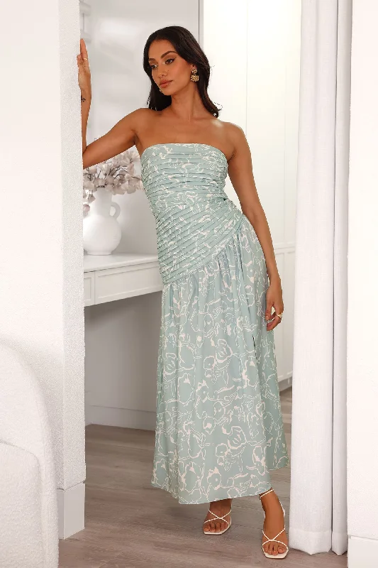 Wild Things Are Strapless Maxi Dress Sage