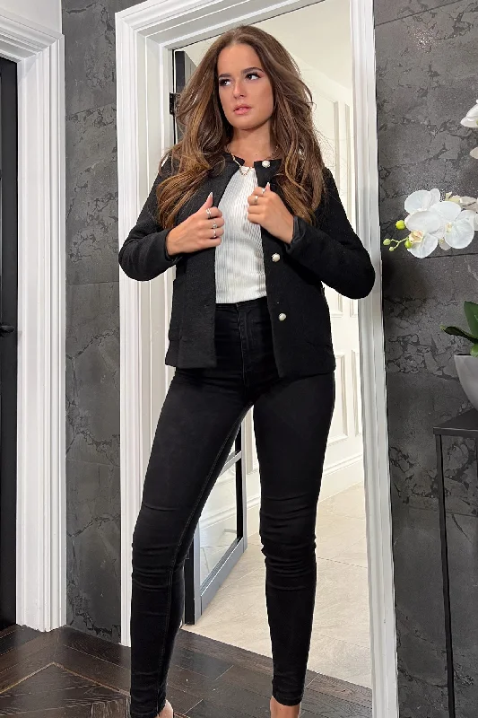 Florence Black Button Detail Blazer