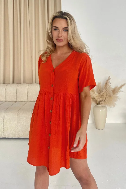 Georgina Orange Smock Dress